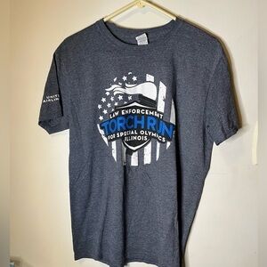 Blue law enforcement torch run graphic tee